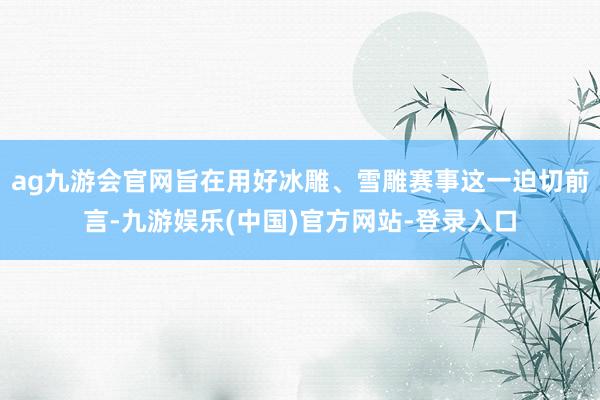 ag九游会官网旨在用好冰雕、雪雕赛事这一迫切前言-九游娱乐(中国)官方网站-登录入口